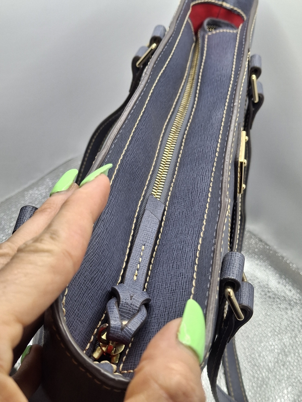 Dooney & Bourke Navy Saffiano Tote Bag Shoulder Bag Small Lexington - Picture 8 of 13
